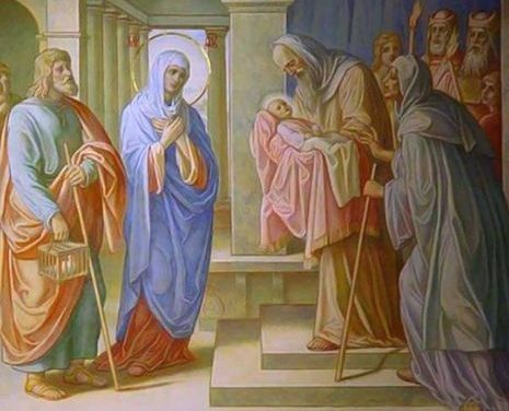 SINAXAR – 2 februarie: Întâmpinarea Domnului nostru Iisus Hristos, când L-a primit pe El Dreptul Simeon în braţele sale.