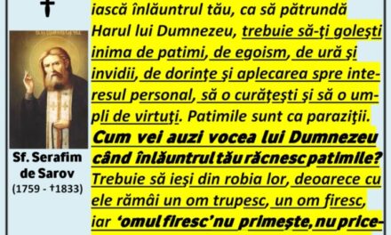 Ca să pătrundă înţelegerea dumnezeiască înlăuntrul tău