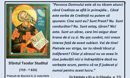 Porunca Domnului este de a nu păstra tăcere – Sf. Teodor Studitul
