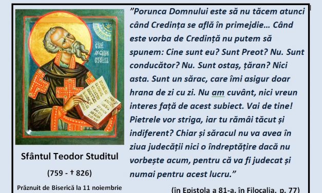 Porunca Domnului este de a nu păstra tăcere – Sf. Teodor Studitul