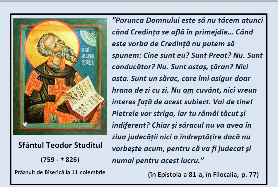 Porunca Domnului este de a nu păstra tăcere – Sf. Teodor Studitul