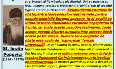 Despre ecumenism – Sfântul Iustin Popovici (†1979)