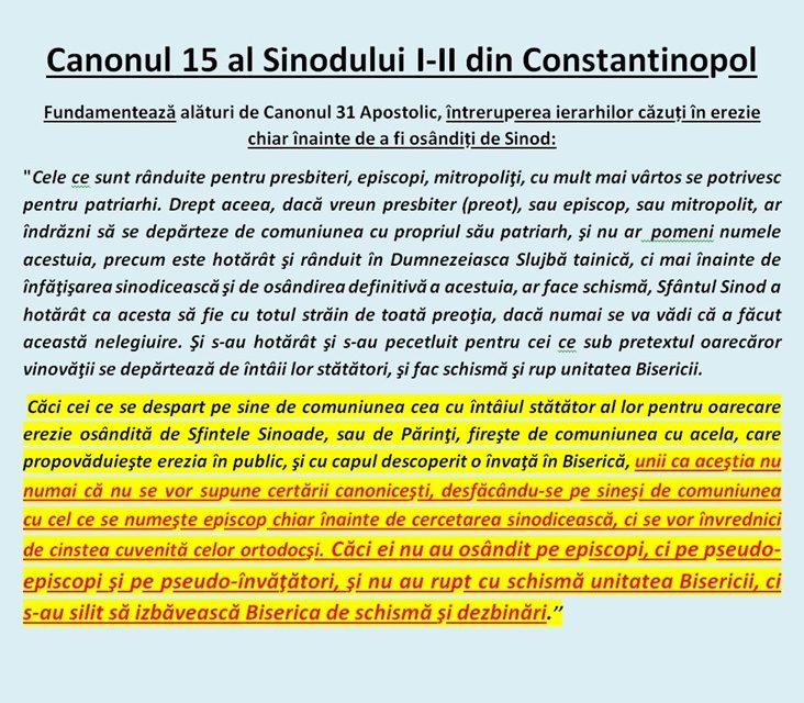 Reflecții asupra Canonului 15 al Sinodului I-II din Constantinopol