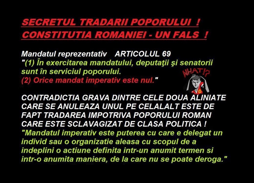 TRĂDAREA poporului român – LEGALĂ prin Constituție ! ! ! – Art.69, al.2