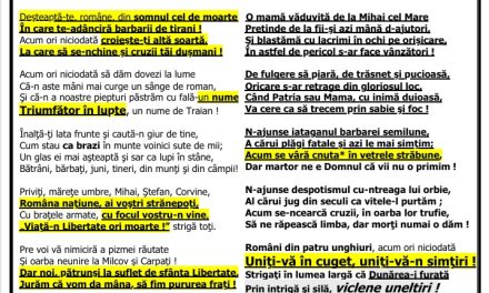 IMNUL NAȚIONAL al României – ”Deșteaptă-te Române”