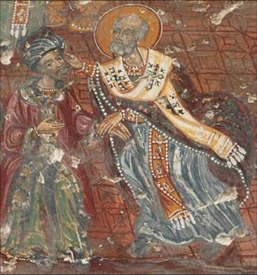 Icoana cu palma dată lui Arie de către Sfântul Nicolae și „imaginile” cu ereticii ecumeniști care se îmbrățișează cu alți eretici