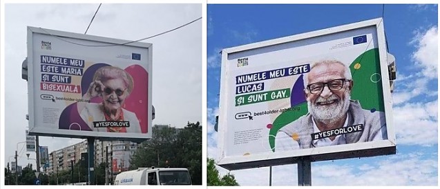 Campanie stradală finanțată de UE cu actori care se dau drept bătrâni bisexuali și homosexuali în București. Jurnalistul Paul Andrei a sesizat autoritățile din Sectorul 6 al Capitalei
