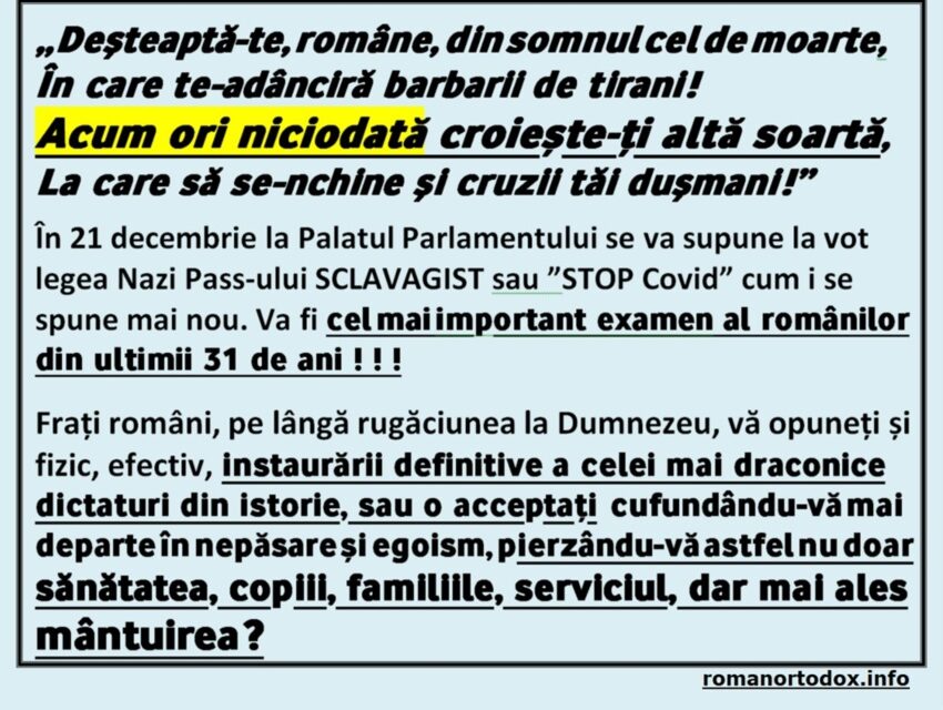 Proteste la Parlament, încă de astăzi. Se face încălzirea pentru marele moment din 21 decembrie, când se va supune la vot legea Nazi Pass-ului SCLAVAGIST (numit mai nou ”Stop Covid”) la exact 32 de ani de când românii și-au luat libertatea înapoi. VIDEO
