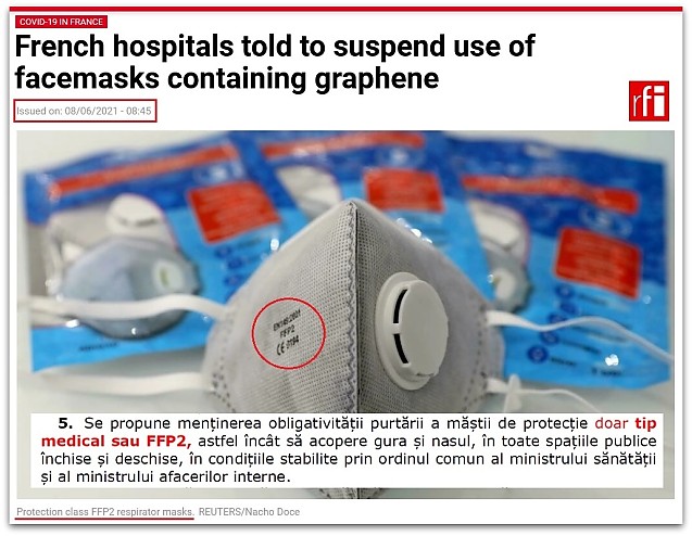 Arafat vrea să otrăvească românii cu măștile FFP2 cu grafen, retrase din Franța? ȘTIINȚA a demonstrat că obligativitatea măștilor e dăunătoare și ineficientă în stoparea transmiterii virusului și este doar o măsură totalitaristă. GRAFICE