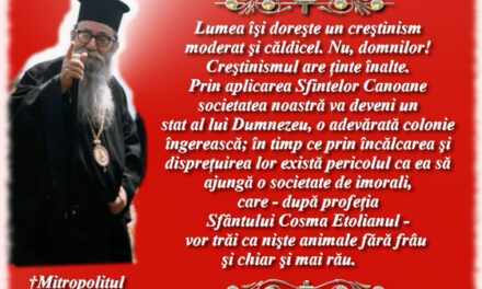 O altfel de urare de an nou: ”Către veșnicie pășim, fraților. Și iată, mai trece un an. La Mulți Ani spre mântuire tuturor! Timpul și veșnicia.” Predică la Anul Nou a mitropolitului Augustin de Florina
