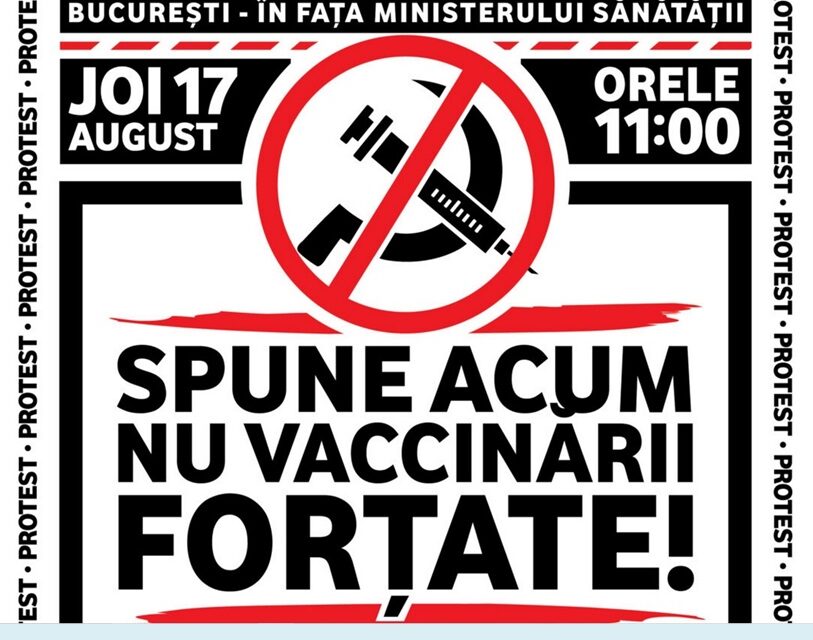 MOBILIZARE GENERALĂ ! PROTESTUL ÎMPOTRIVA LEGII OBLIGATIVITĂȚII VACCINĂRII anunțat de cei de la STAREA DE LIBERTATE
