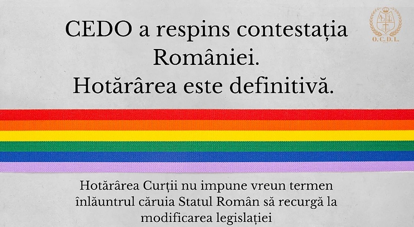 Decizia CEDO e acum definitivă, dar nu, nu obligă la recunoașterea ”căsătoriei” între persoane de același sex. „Accept” – agent de influență pentru distrugerea familiei