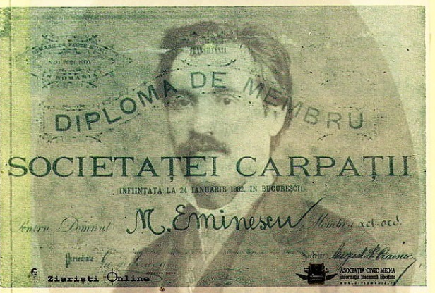 EMINESCU ȘI UNIREA. La 24 ianuarie 1882, aniversând Unirea Principatelor Române, Eminescu fonda societatea naționalistă „CARPAȚII”