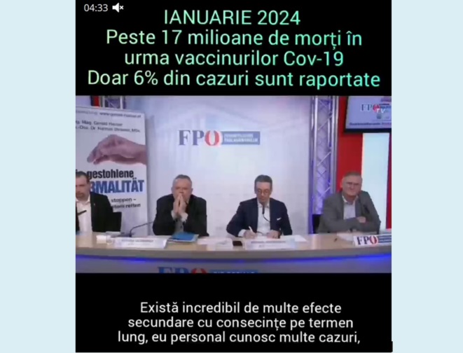 Peste 17 MILIOANE de morți în urma pseudo-vaccinurilor Covid-19. Doar 6% din cazuri sunt raportate . . . (video din ian 2024 – Austria)