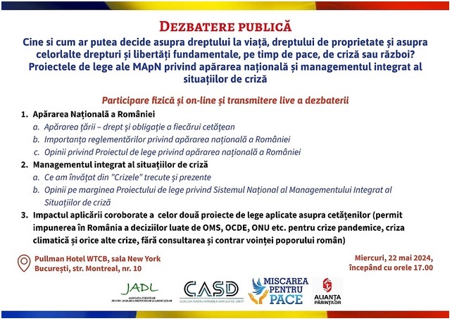 A început dezbaterea publică a unor ONG-uri pe tema proiectelor de lege ale MApN privind Apărarea Națională și managementul integrat al situațiilor de criză – VIDEO LIVE
