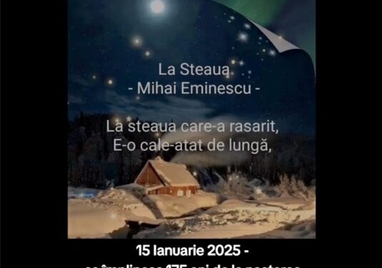 15 ianuarie 2025 – se împlinesc 175 de ani de la nașterea poetului neamului românesc Mihai Eminescu