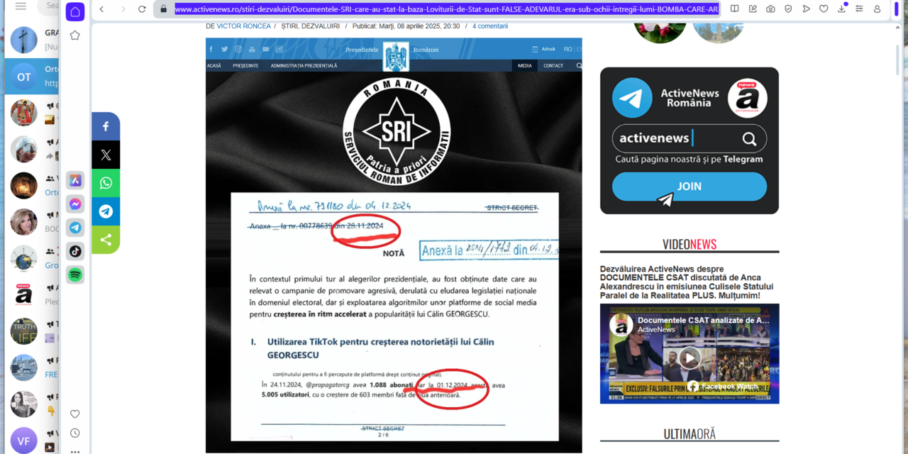 Documentele SRI care au stat la baza Loviturii de Stat sunt FALSE! ADEVĂRUL era sub ochii întregii lumi – BOMBA CARE AR PUTEA DISTRUGE DECIZIA ILEGALĂ A CCR DE ANULARE A ALEGERILOR