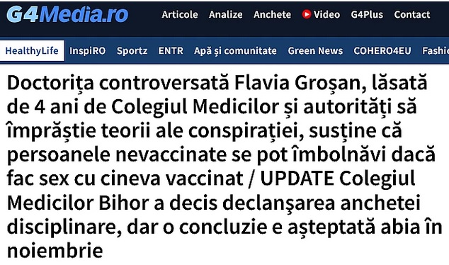 Este o campanie acerbă de eliminare a tuturor vocilor incomode. După doctorul Adrian Cacovean, acum securiștii de la G4Media o atacă pe doamna doctor Flavia Grosan