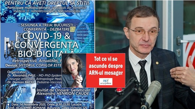 Sărmana caracatiță globalist-antihristă se amăgește că va putea ține încă secret adevărul, prin cea mai mică tentaculă a ei: Ioan-Aurel Pop interzice conferința ”Covid-19 & Convergența bio-digitală” la care urma să participe geneticiana de renume mondial Alexandra Henrion-Caude: ”Nu trebuie să tolerăm așa ceva”. Rogobete a făcut plângere la Parchet contra medicilor organizatori